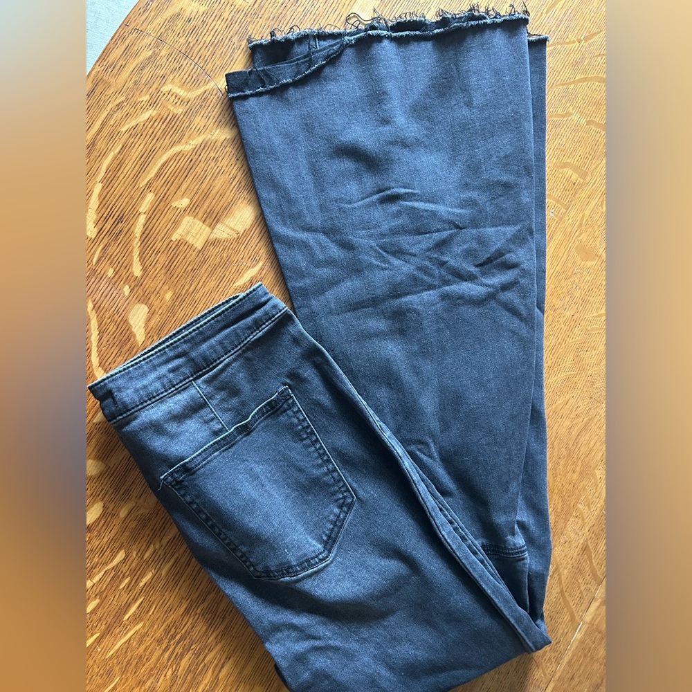 Free People Charcoal Denim Flare Pants